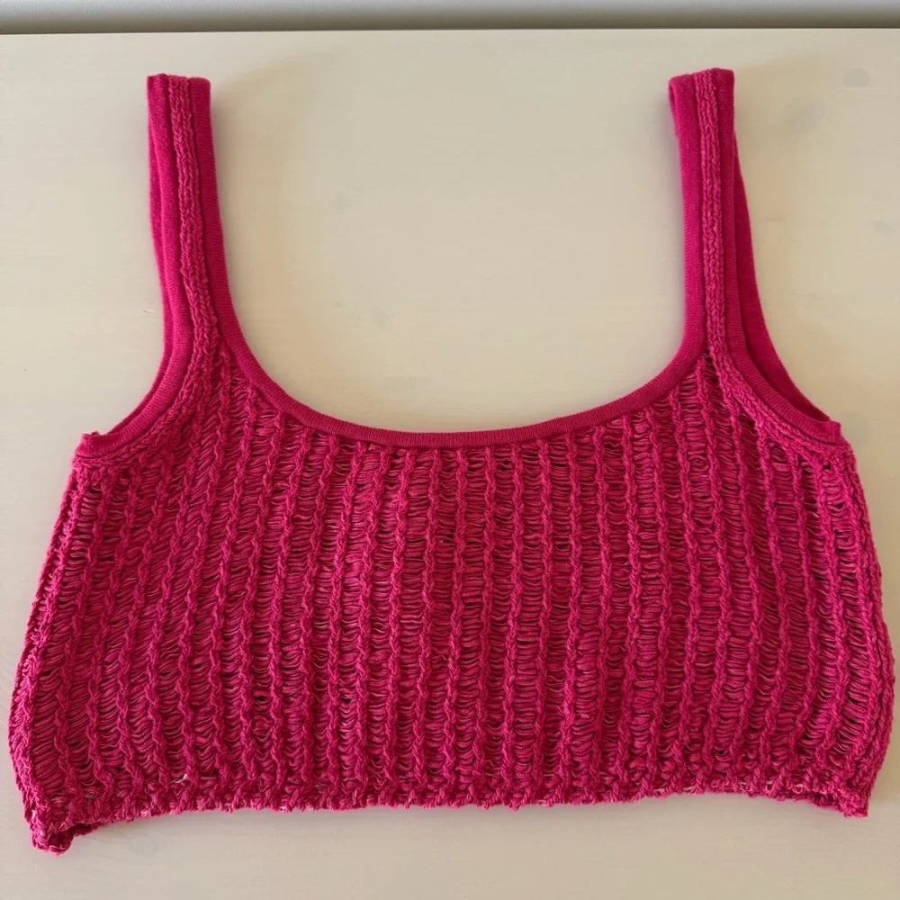 Free People 2 piece Crop Tank and Midi Skirt Sweater set Pink Size XL NWOT - Picture 4 of 12